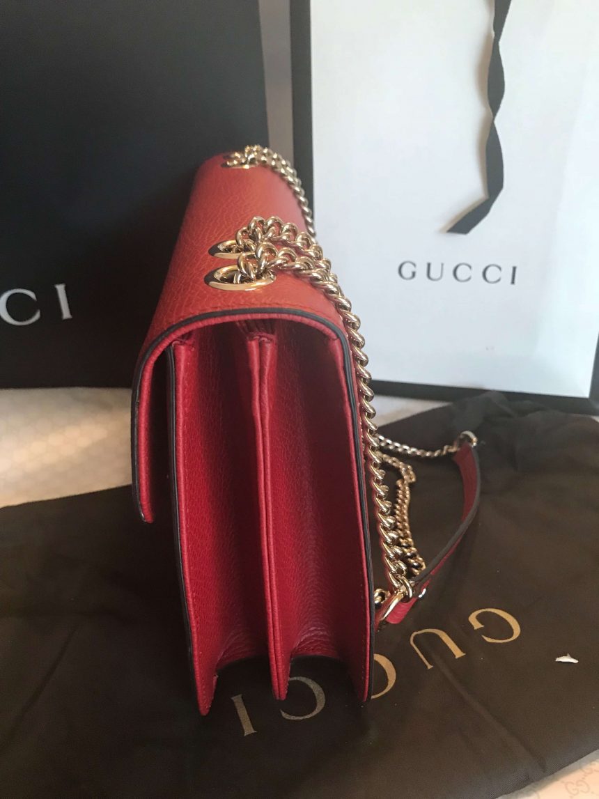 100% Authentic GUCCI RED Leather 