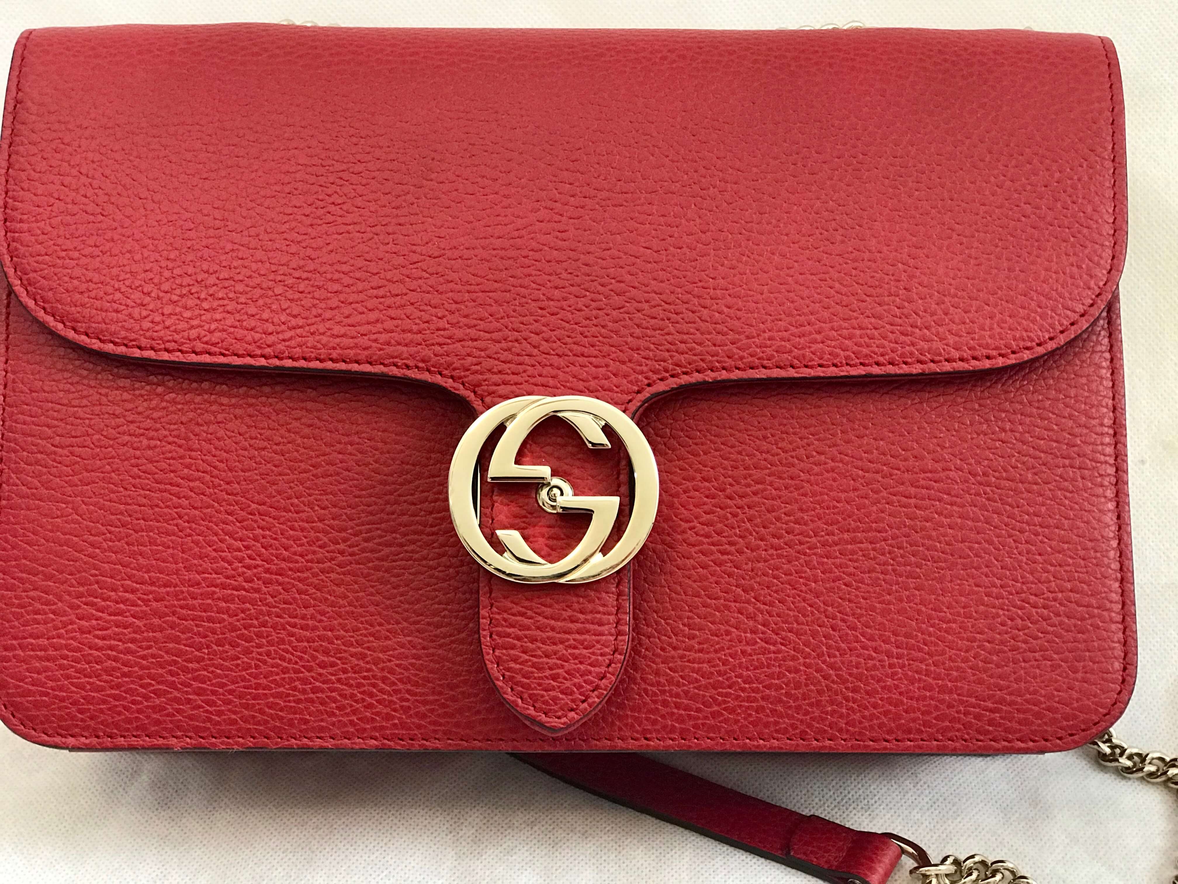 100% Authentic GUCCI RED Leather Shoulder Bag Style 510303 - Lowest ...